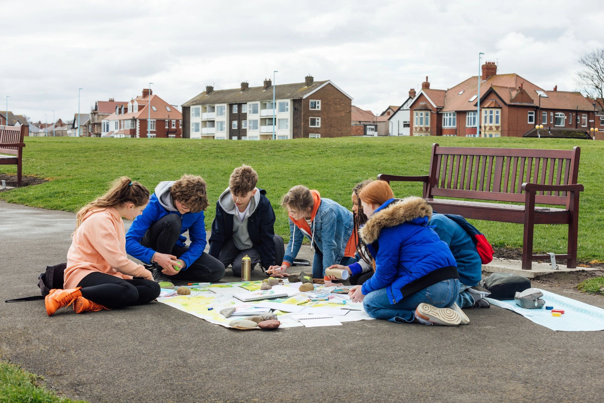 Youth group participating in a creative hands-on activity together